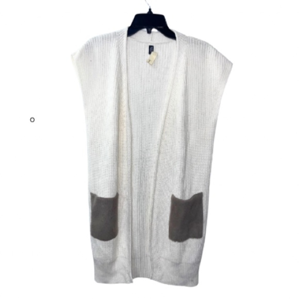Eleventy Cream Wool Cashmere Stretch Full Length Cardigan Size XS